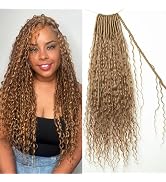 JZhair #27 Honey Blonde Crochet Boho Locs With Human Hair Curls Pre Looped Faux Goddess Locs Croc...
