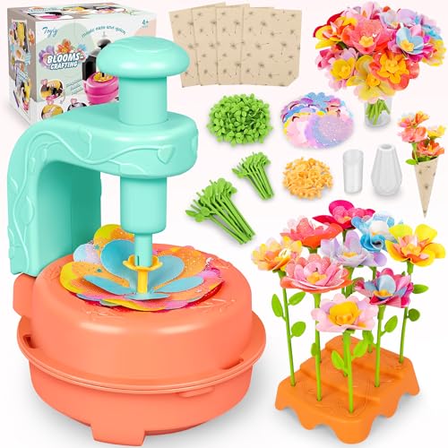 Orange Blue DIY Fabric Flower Bouquet Kit, Educational Girls Toy Gift 4+