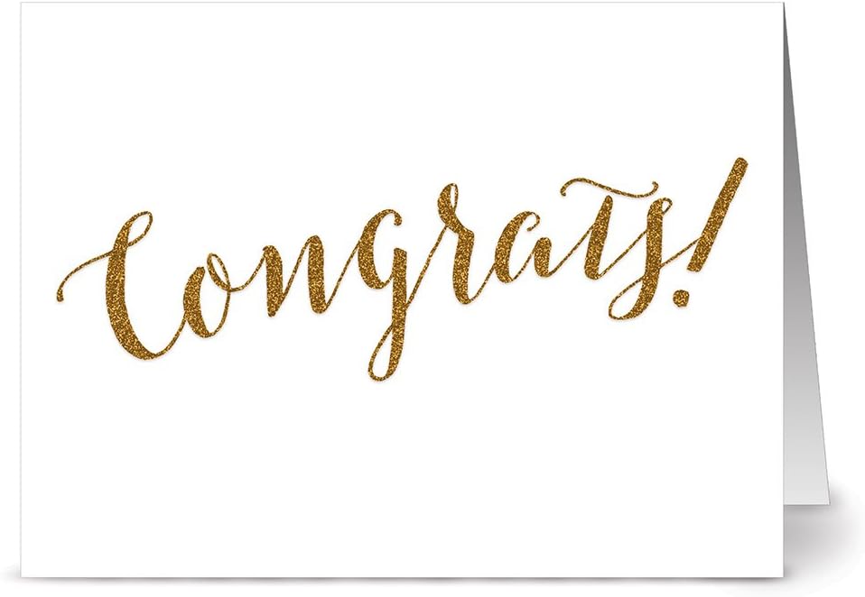 Note Card Cafe Congratulations Card with Kraft Envelopes | 36 Pack | Blank Inside, Glossy Finish | Glitzy Congrats! Designs | Bulk Set for Graduation, Birthday, Anniversary