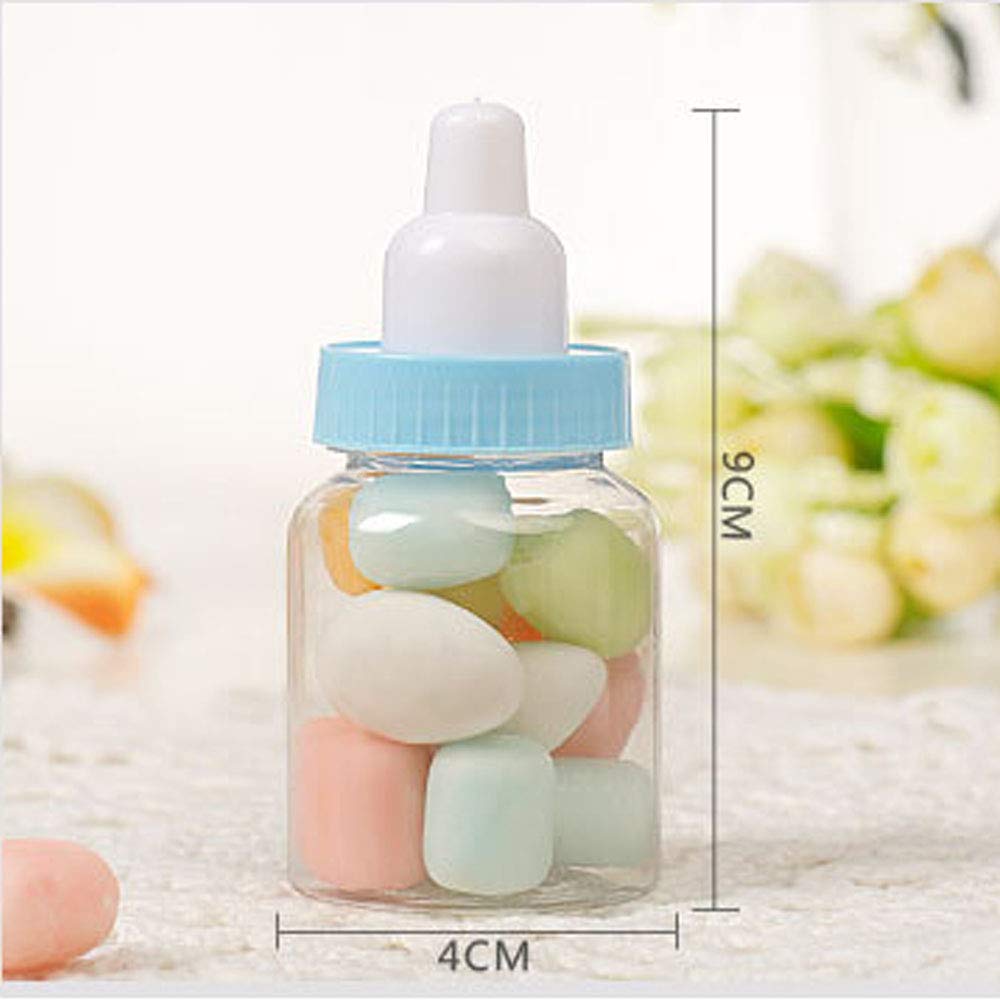 24 Botellas De Caramelo Rellenables Para Baby Shower - Decoración Azul Con Lazo, Ideal Para Fiestas Y Regalos