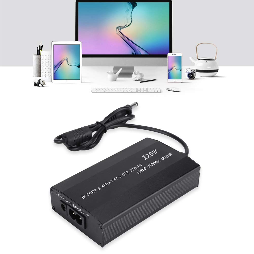 Cargador Universal para computadora portátil de 120 W CA Salida CC 12/15/16/18/19/20/22/24 V Cable de alimentación del Adaptador de Corriente con Conectores de 34 CC para el hogar/automóvil(EU)