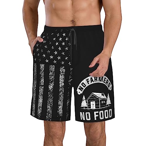 Farming Truck Cool No Farmer No Food Tractor Lover-Men's Swim Trunks Quick Dry Bathing Suit Swim Shorts Swimwear