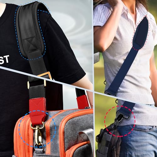Image of ZINZ 60 inch Universal Bag Strap with Ultra-thick Fixed Breathable Pad Adjustable Heavy-duty Shoulder Strap for Laptop bag Crossbody Luggage Gym Bag Camera Bag and more -Black Red