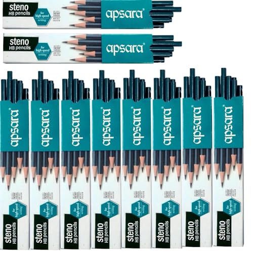 Image of Nataraj APSARA Steno Pencils | Premium Black and Dark Hexagonal Body for Strong Grip & Good Handwriting | Free Sharpener & Eraser | Non-Toxic | Pack of 30 Pencils