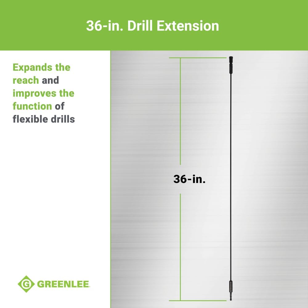 Greenlee 921-36 3/16" x 36" Quick Change D'VersiBIT Flexible Drill Extension for Tight Areas, 3/16" x 36" Extension Drill Bit for 1/4" Quick Change Accessories