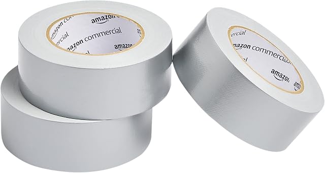 AmazonCommercial Heavy Duty Advanced Strength Duct Tape, 4.77 centimeters by 32 Meters, Silver, 3-Pack