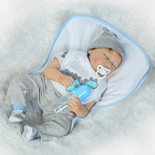Nicery Reborn Baby Doll Puppe Weich Simulation Silikon Vinyl 22 Zoll 55 cm magnetisch Mund lebensecht lebhaft für 3 Jahre alt 3+ Boy Girl Junge Mädchen Spielzeug RD55C199