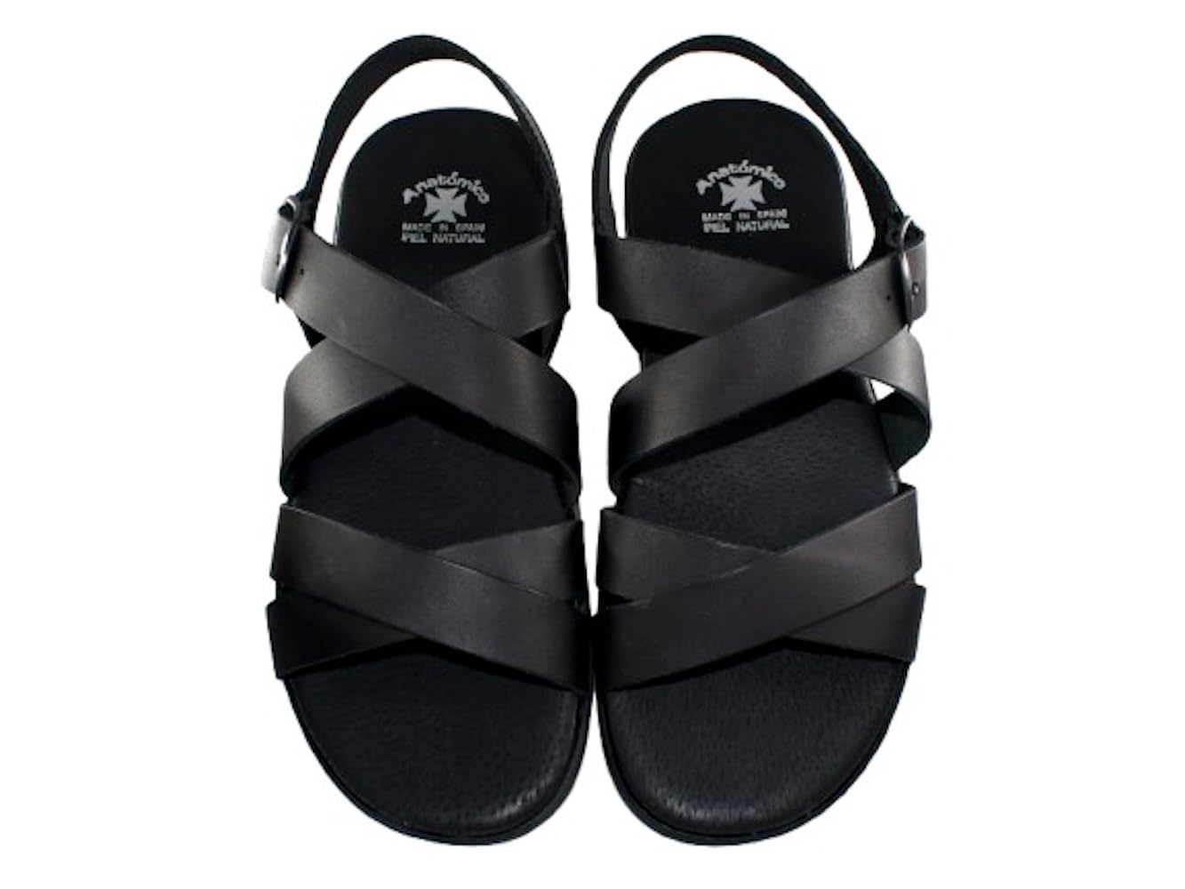 Sandalias Piel Hombre Modelo 138 Sandalia de Cuero con Hebilla Ajustable y Plantilla Anatómica, Suela Ligera Antideslizante