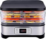 Samnuerly Déshydrateur Alimentaire en Acier Inoxydable à 5 Plateaux | Écran Tactile avec minuterie et Thermostat | Déshydrateur Commercial | Mieux pour sécher Les Fruits, la Viande et Les légumes
