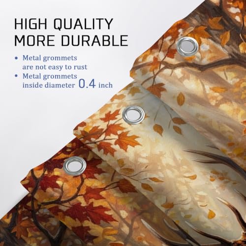 Rideau de douche extra large nature automne en polyester orange 274x183 cm - 5