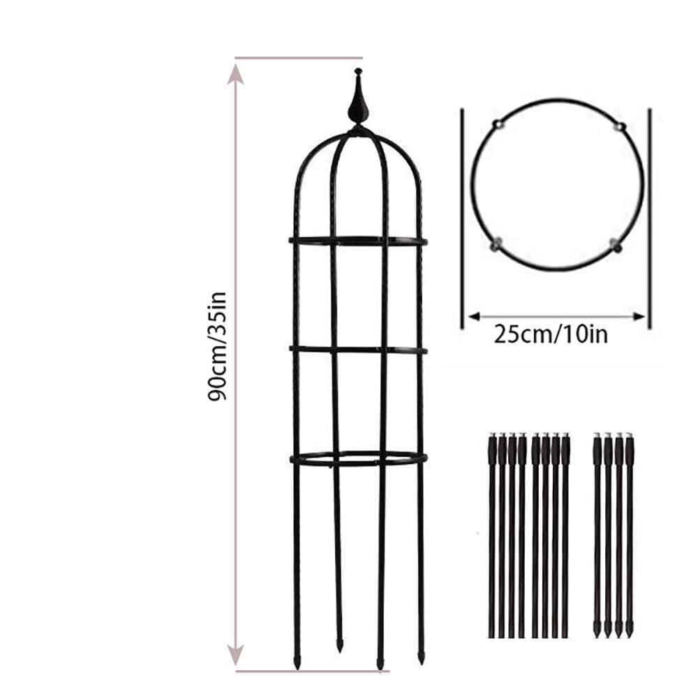 Treillis obélisque de jardin, treillis obélisque pour plantes de jardin, 120,1 cm, 61 cm, 74,9 cm, 90,2 cm de haut, support de plantes, fleuri en fonte, pour intérieur et extérieur (25 cm de diamètre
