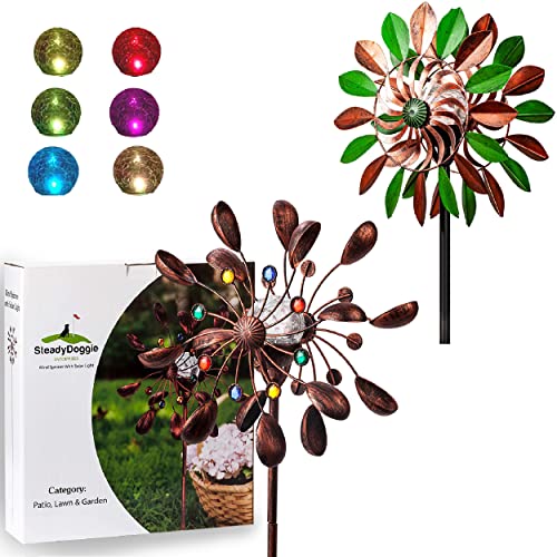 Solar Wind Spinner Orchid Multi-Color Seasonal Led Lighting Solar Powered Glass Ball And Solar Wind Spinner New 75In Jewel Cup Multi-Color Seasonal Led Lighting Solar Powered Glass Ball With Kineti #TOP8