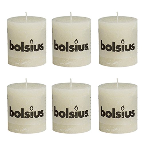 bolsius ivory rustic pillar candles 80x68mm 30 hours burn time (box of 6)