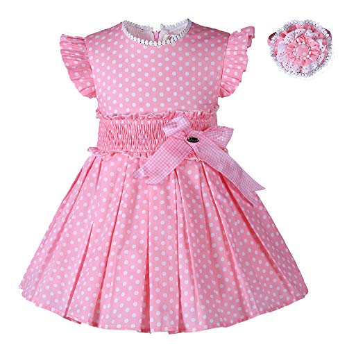 Pettigirl Summer Princess Party Dress Elegant Pink Kids Outfits Ruffle Sleeveless Toddler Girl Clothes with Headwear