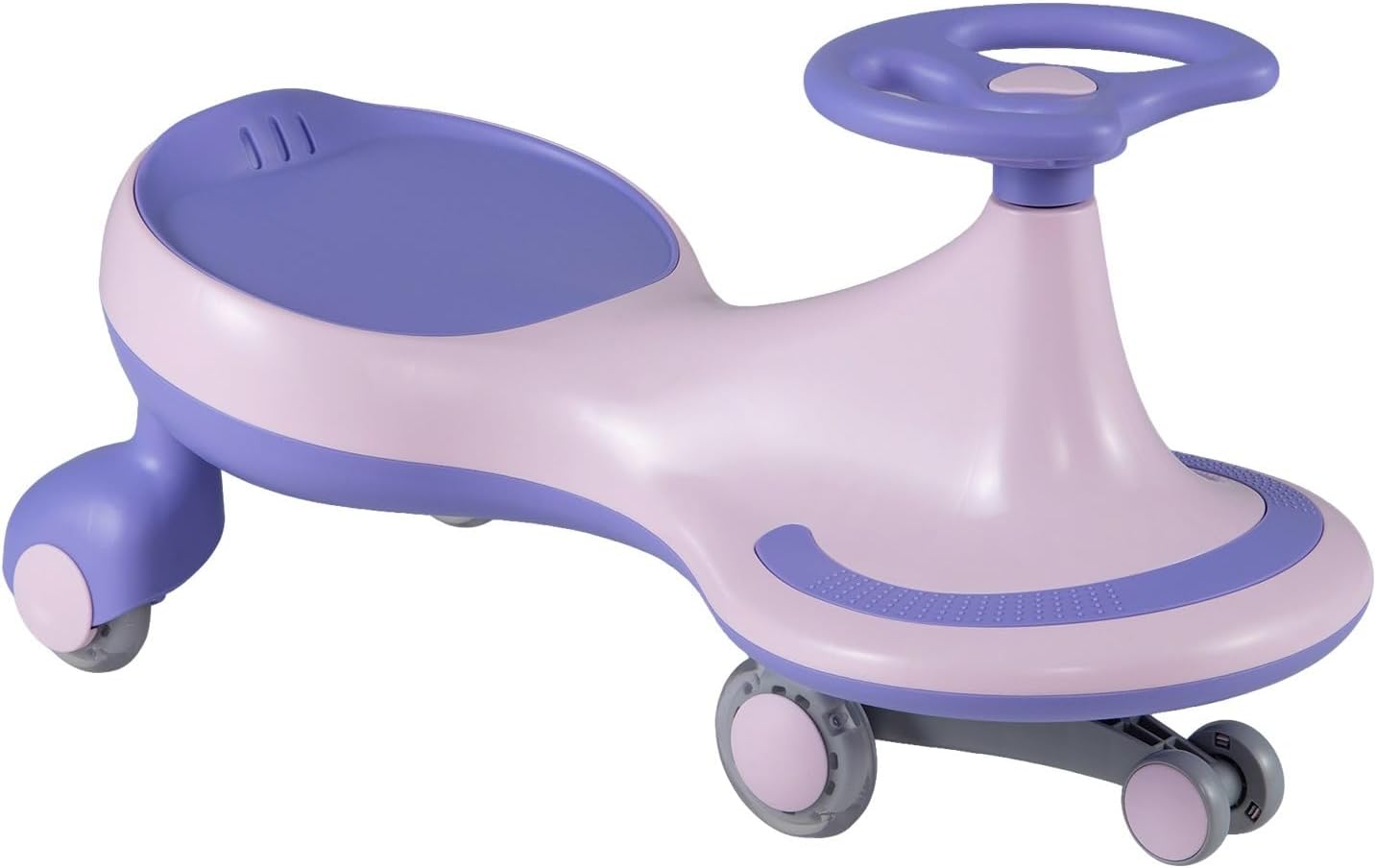 GLACER Wiggle Car, Just Twist Swing Car with Flashy PU Wheels, No Battery, Gears or Pedals Wiggle Bike, Easy to Ride, Indoor Outdoor Ride on Toy Gift for Boys & Girls Aged 3 Years Old and up (Purple)