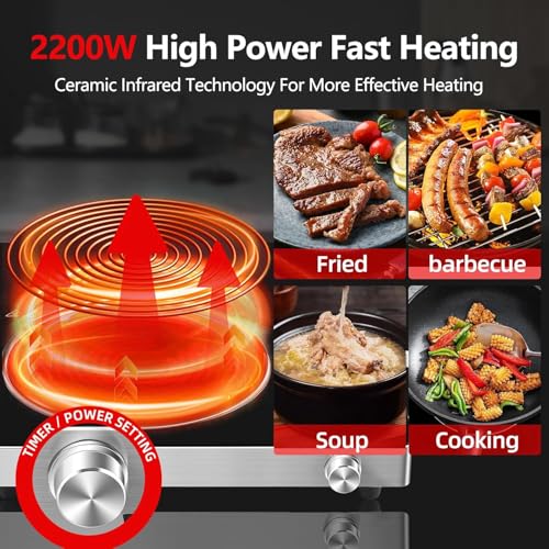 Image of FODGO 3500W Infrared Cooktop Stove | Works with ALL UTENSILS (Steel, Aluminium, Glass, Clay) | No-Radiation Electric Chulha | Toughened Glass Top & Touch Control | Portable Induction Alternate