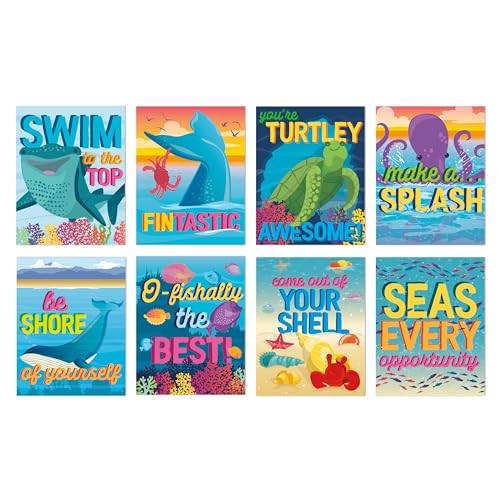 Eureka Seas The Day Mini Classroom Poster Set for Teachers, 11" x 14", 8 Pieces - image 1