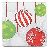 Paper Disposable Party Napkins, Dinner Size, Christmas Ornaments, 48-Count
