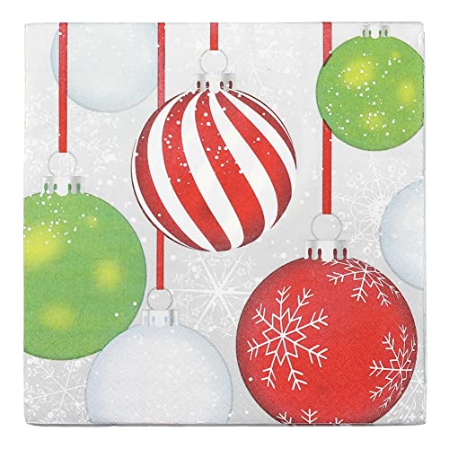 Paper Disposable Party Napkins, Dinner Size, Christmas Ornaments, 48-Count #TOP28