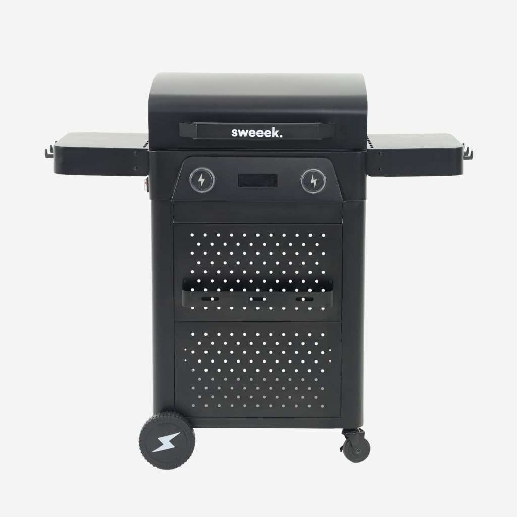 sweeek - Barbecue électrique acier émaillé 2 brûleurs 2300 W. 2 tablettes. thermomètre. écran de contrôle - Voltis