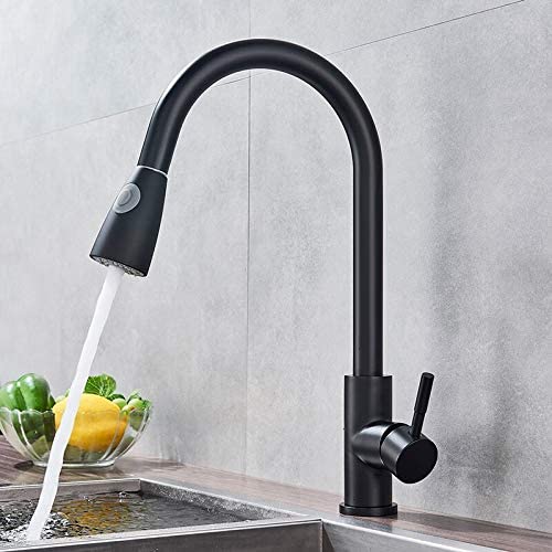 Robinet de cuisine pliable double mode avec mitigeur à poignée unique acier brossé
