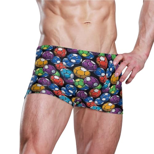 Colorful Football Mens Swim Trunk Swimwear Bathing Suit Swim Brief Square Leg Board Short S B04039923