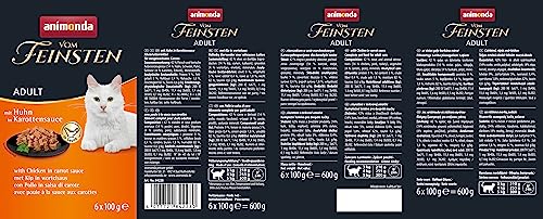 animonda vom Feinsten Katzenfutter nass mit Huhn in Karottensauce (6 x 100g), getreidefreies Katzenfutter nass ohne Zucker, mit frischen, fleischigen Zutaten