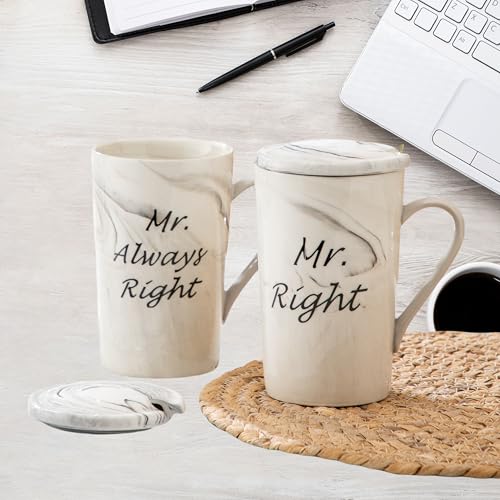 Mr and Mr Coffee Mugs Wedding Gifts for Grooms Gift for Gay Couples Engagement Wedding and Married Couples Anniversary Valentine's Day Gifts Ceramic Marble Cups - Image 6