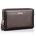 Produktbild PPGE Herren Leder Geldbörse Zip Clutch Business Handgelenktasche Portemonnaie Karten Clutch Tasche Für MNner Wallet,Brown