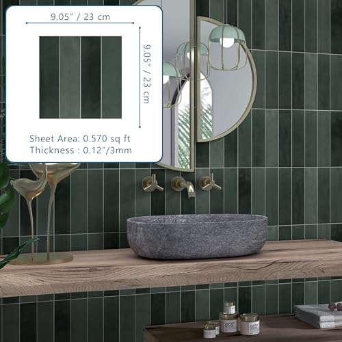 Dale vida a tu cocina con azulejos de pared autoadhesivos 3D en tonos verdes de 9x9 pulgadas 3