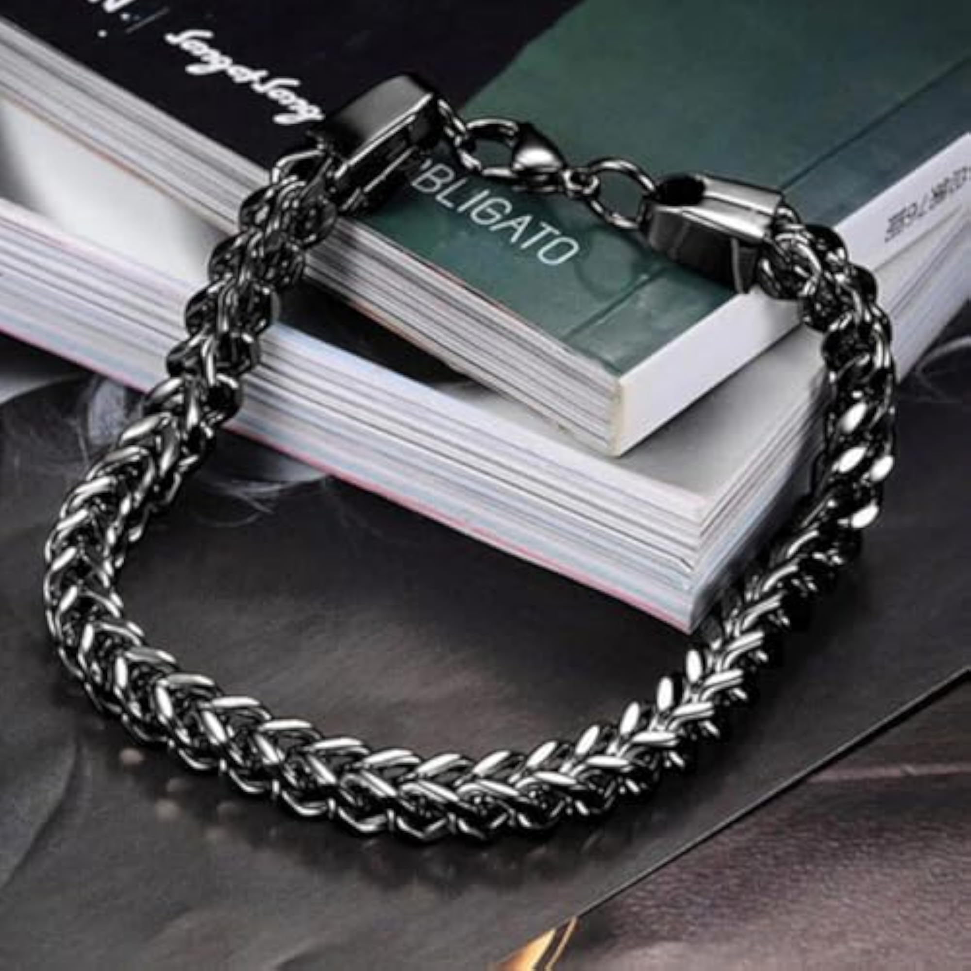 Men's Silver Plated Spider Pendant & Chain Bracelet