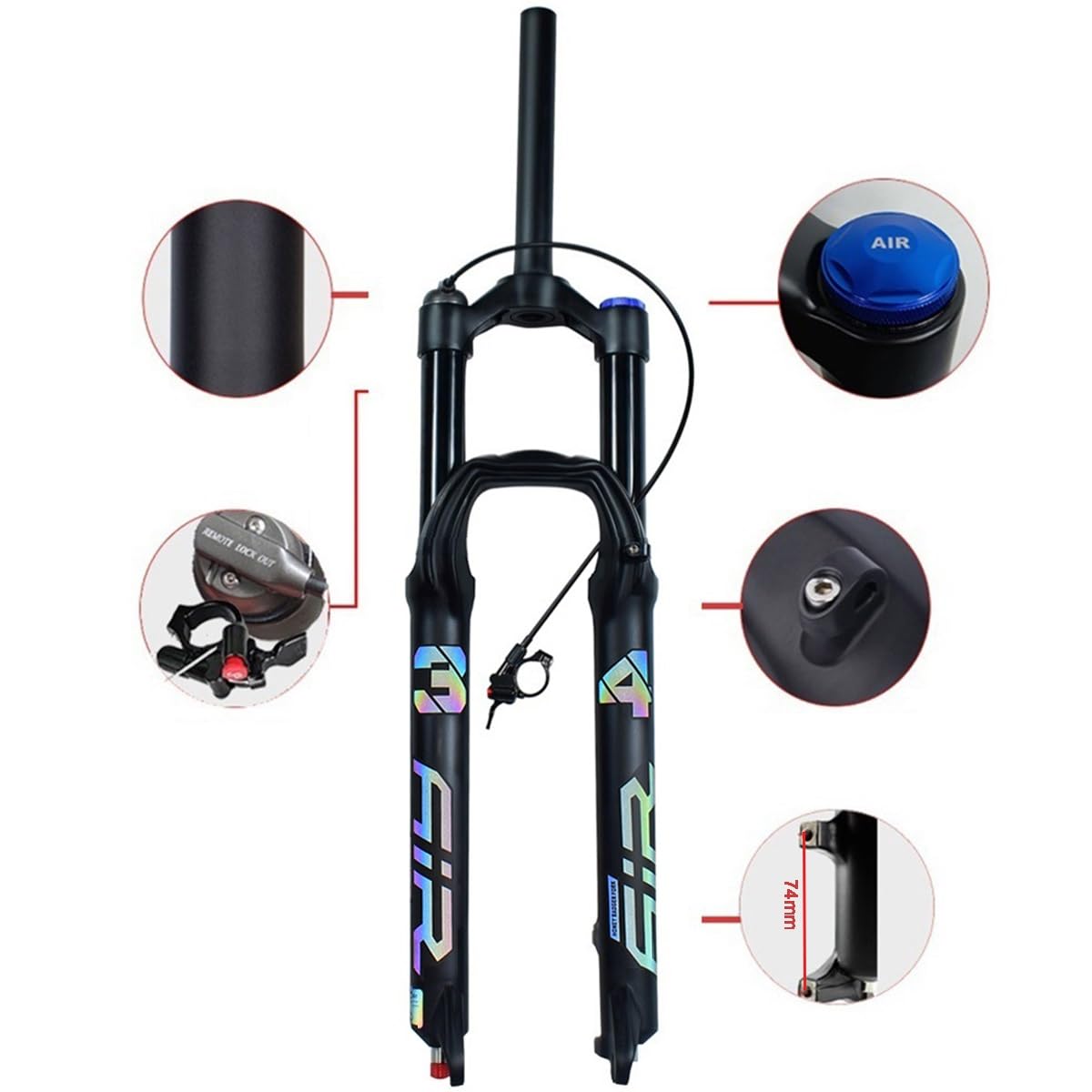 Horquilla de suspensión de Aluminio para Bicicleta de montaña MTB, Recta de 1-1/8'', Amortiguador Delantero, 27.5/29 Pulgadas, Recorrido, Eje de 140 mm, QR, amortiguación de 9 mm,