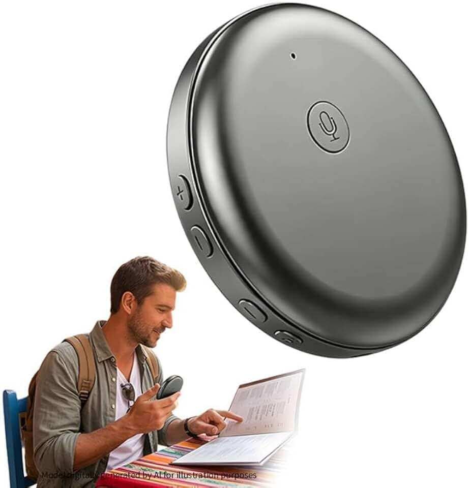 Wearable AI Translator Device, English Spanish Voice Translation | Real-Time AI Voice Translation with AI Language Learning &amp; Vocabulary Review for Travel, Work and Daily Communication