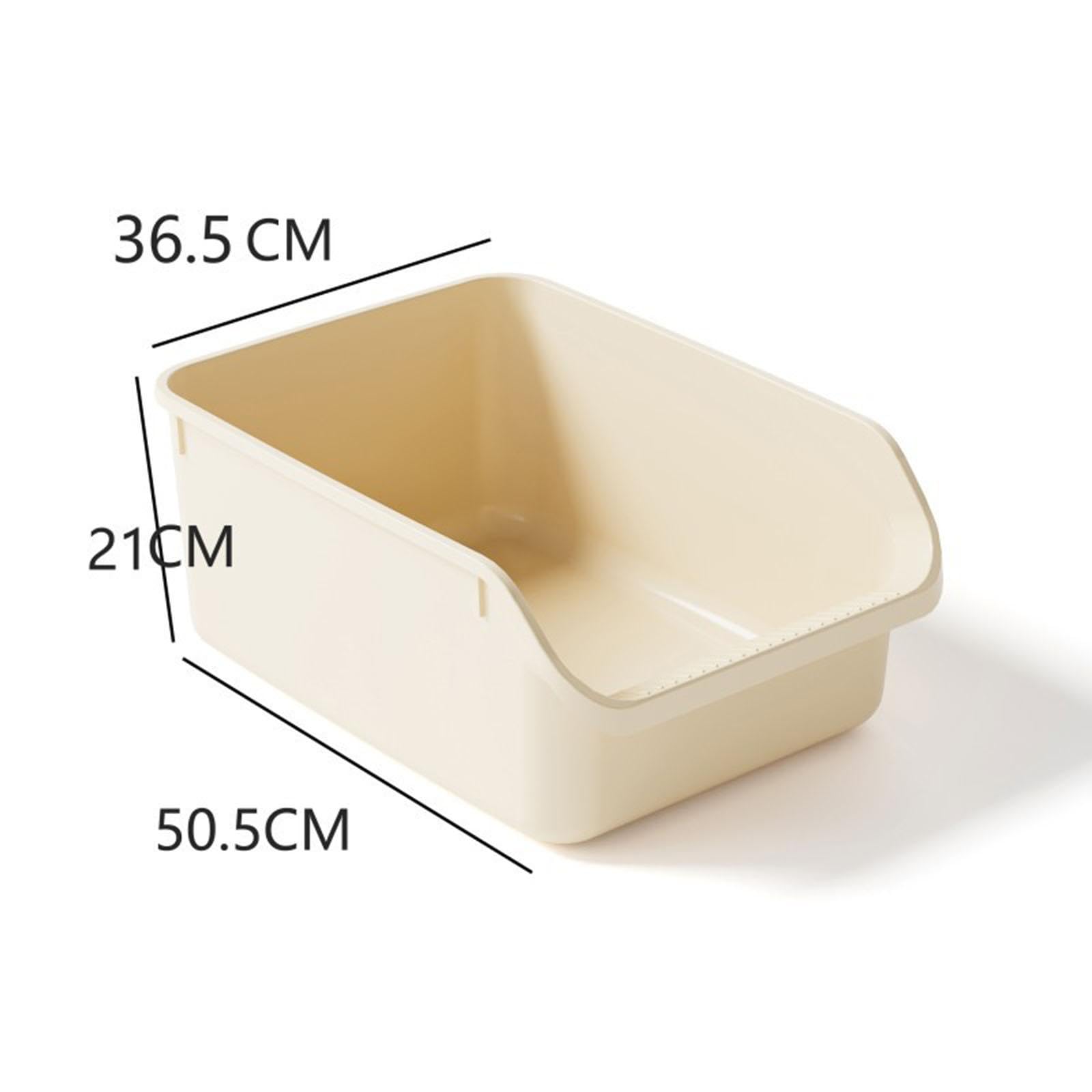 Offene Katzentoilette für Kätzchen, Katzenzubehör, Spritzschutz, Sandkasten, Halbgeschlossene Katzentoilette, Extra Groß, Beige