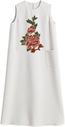 Miniatura 5 de 2 piezas de parche de flores de peonía naranja, parche floral bordado para ropa de bricolaje, jeans, manualidades de costura..