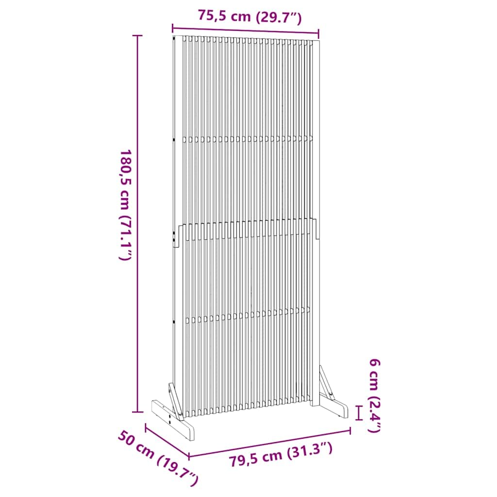 vidaXL Paravent d'intérieur/extérieur 180,5 cm en Bois d'acacia Massif