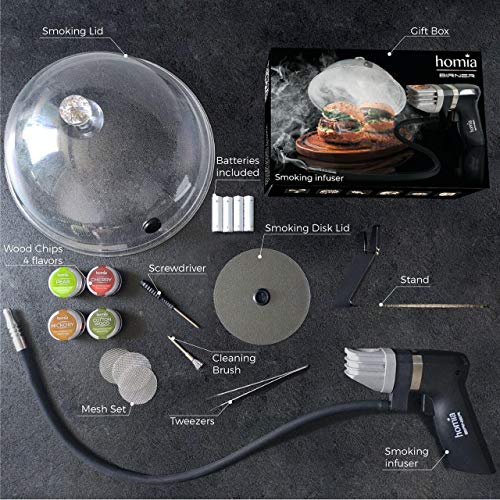 Smoking Gun Wood Smoke Infuser - Extended Kit, 12 PCS, Portable Electric Smoker Machine with Accessories and Wood Chips - Cold Smoke for Food and Drinks