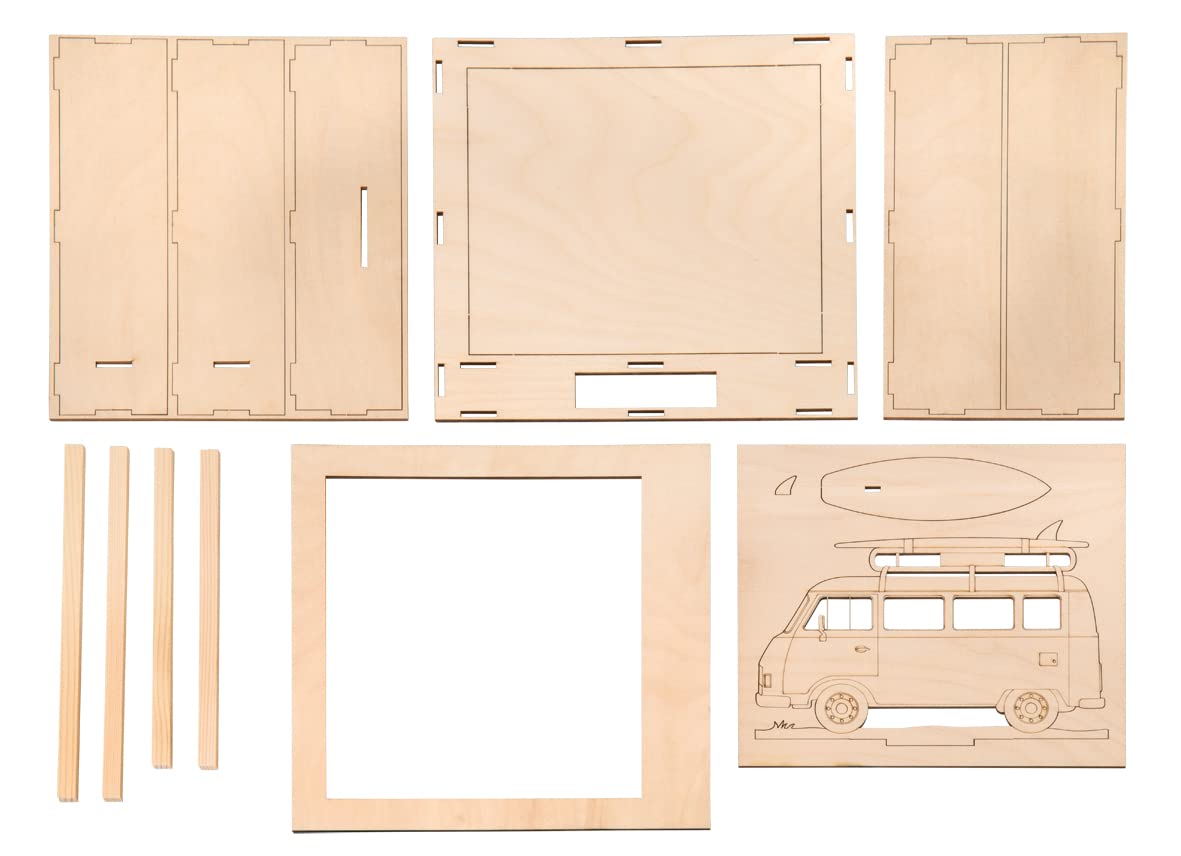 Kit Stelle Di Legno, Tonalità Rosso/Verde, 11x16cm, Deco Appendere, 1Set
