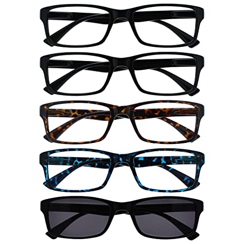 Die Lesebrille Unternehmen Schwarz Braun Blau Leser Mit Schwarz Sonne Leser Wert 5er-Pack Herren Frauen RRRRS92-11231 +1,50