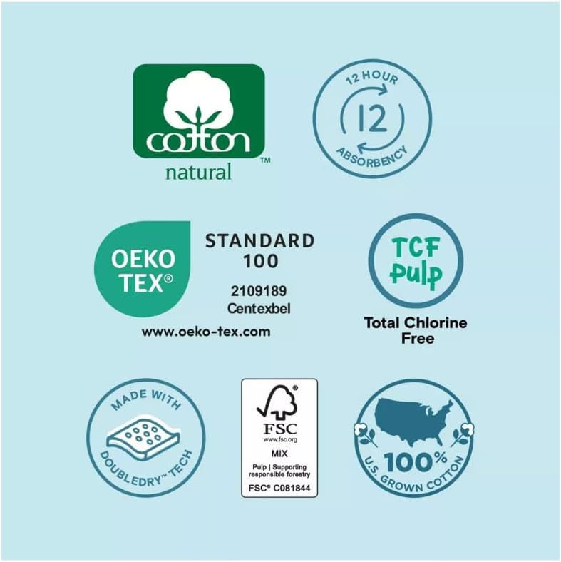 Kudos Chlorine Free Cotton Lined Disposable Baby Diapers, Elastic Stretch Sides, Absorbent Leak Protection Layers, Soft Comfortable Fit, Size 1, 70 Count, 7-12 lbs