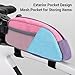 RiToEasysports Bike Bag, Water Proof Color Blocking 0.8L Capacity Top Tube Triangle Frame Bag for Mountain Road Bikes (Blue Pink Purple)