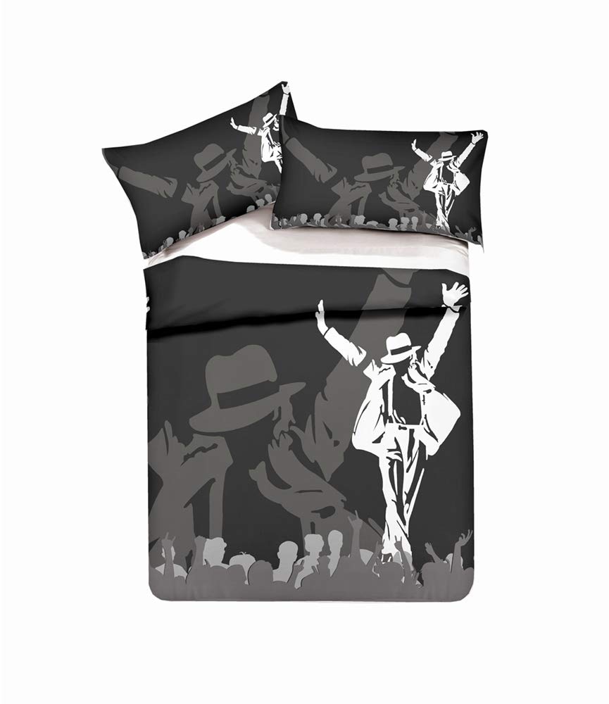 Ste-X Duvet Cover Set 3D Fashion Dancer Michael Jackson Pattern Bedding Set for Teen Kids Personalized Design Quilt Cover and Pillowcase Bedroom Decorative Bed Set (Double(200x200cm),applaud)