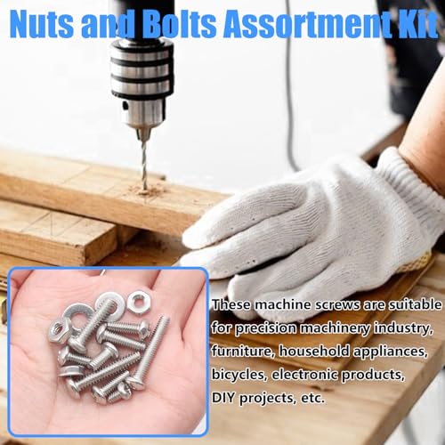 Bemaka Nuts and Bolts Assortment Kit, 304 Stainless Steel Bolts 8 Sizes #6-32#8-32#10-24 Phillips Pan Head Machine Screws, Assorted Bolts, Nuts and Washers Kit (237PCS) - Image 5