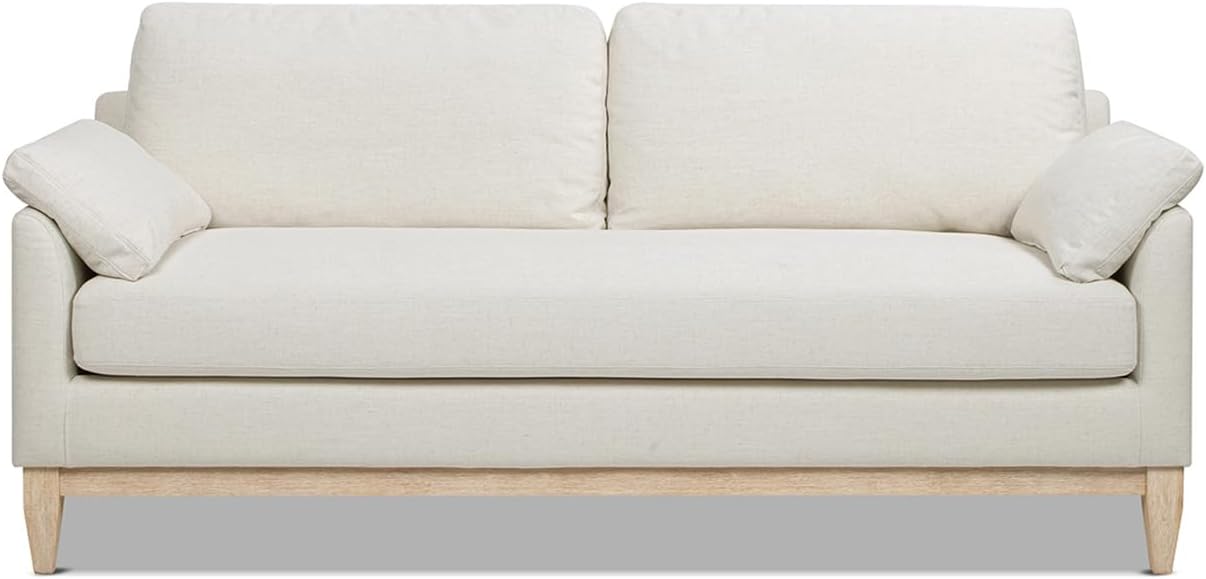 Jennifer Taylor Home Pasadena 75.5" Modern Farmhouse Sofa, Flax White Linen