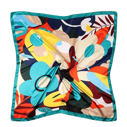 DRESHOW Pañuelos Satén Cuadrados Grandes Pelo Accesorios Seda de Playa Estampado Clásico para Mujer