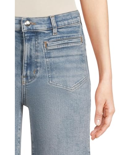Madewell Women's Patch Pocket Flared Wide Leg Jeans with Raw Hem in Shalimar Wash4