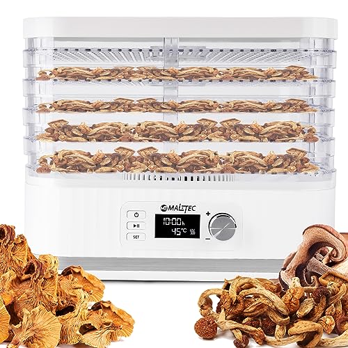 MalTec Dörrautomat für Pilze, Obst & Gemüse | 450W | Lebensmitteltrockner | 5 Scheiben Dörrgerät | Temperaturregulung und Timer | weiß – Bild 7