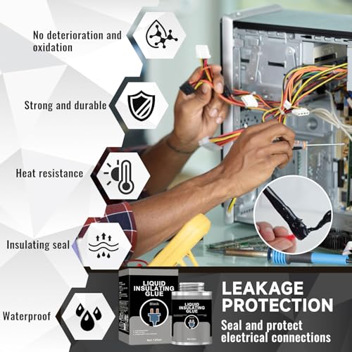 Image of Liquid Electrical Tape Waterproof Black, Liquid Tape Electrical Quick Dry Electrical Adhesive Glue Replaces Insulating Tape＆Wire Glue, Ideal for Automotive Outdoor Indoor Use, 125ml