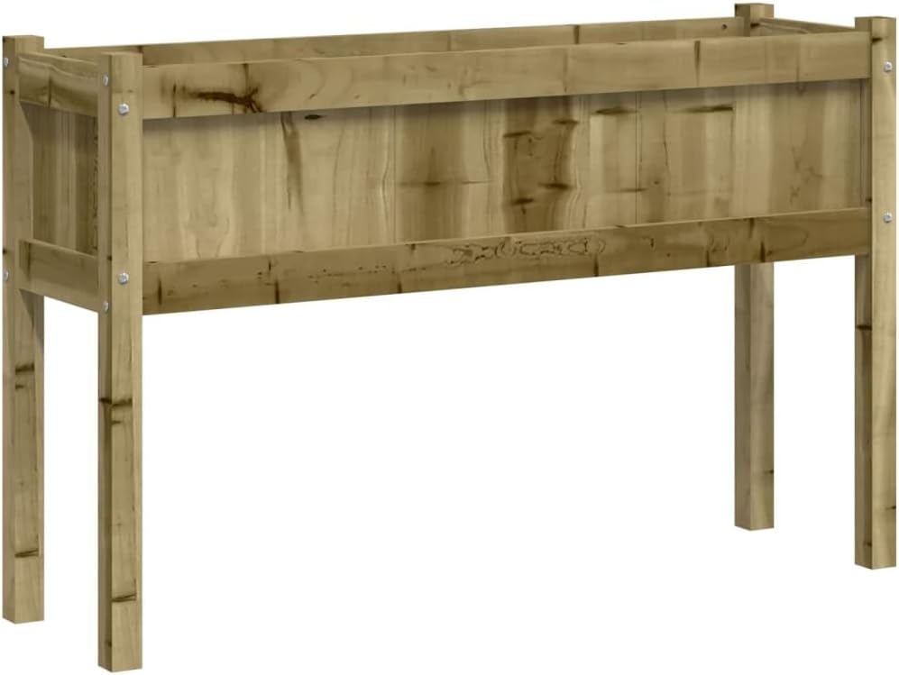 Garden Planter Brown Vacuum Pressure Impregnated Pinewood, 43.3" Wide Rectangular Outdoor Raised Garden Bed for Patio, Deck, Balcony