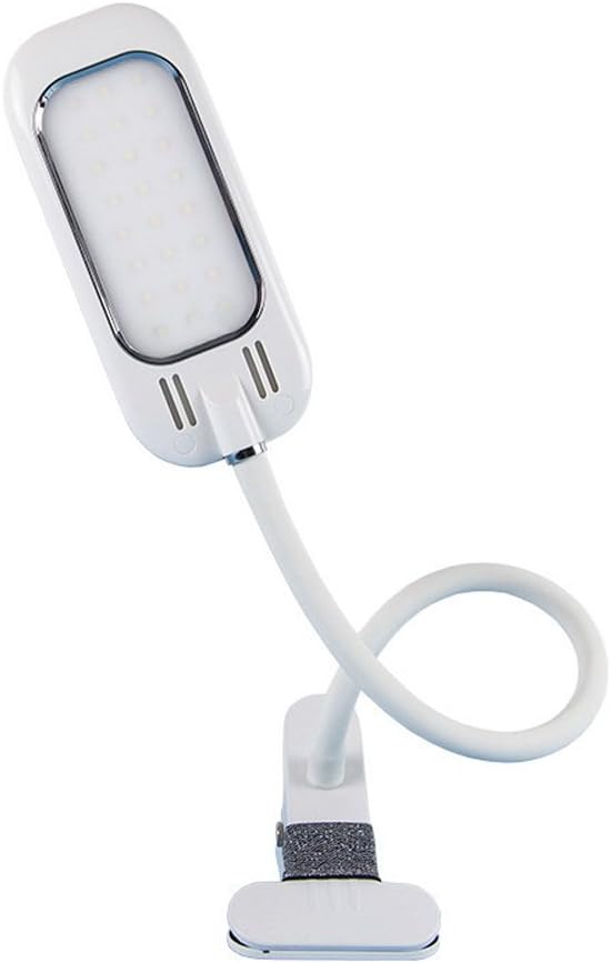 Clip On Light Desk Lamp SHHE 9 Levels Dimmable LED Table Lamp USB Rechargeable Reading Book Bedside Light Clamp(White)